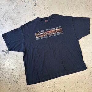 Y2K Harley Davidson Motorcycle Las Vegas Black Fader Graphic T-Shirt Size 3XL